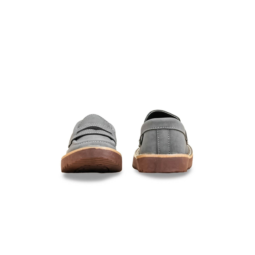 Boys Grey Formal Moccasin KD2604