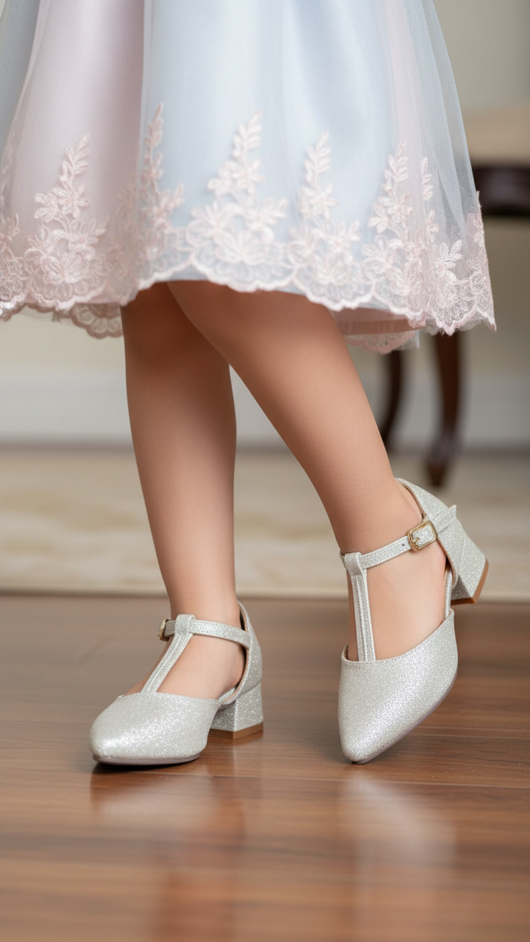 Girls Silver Fancy Pumps KD2606