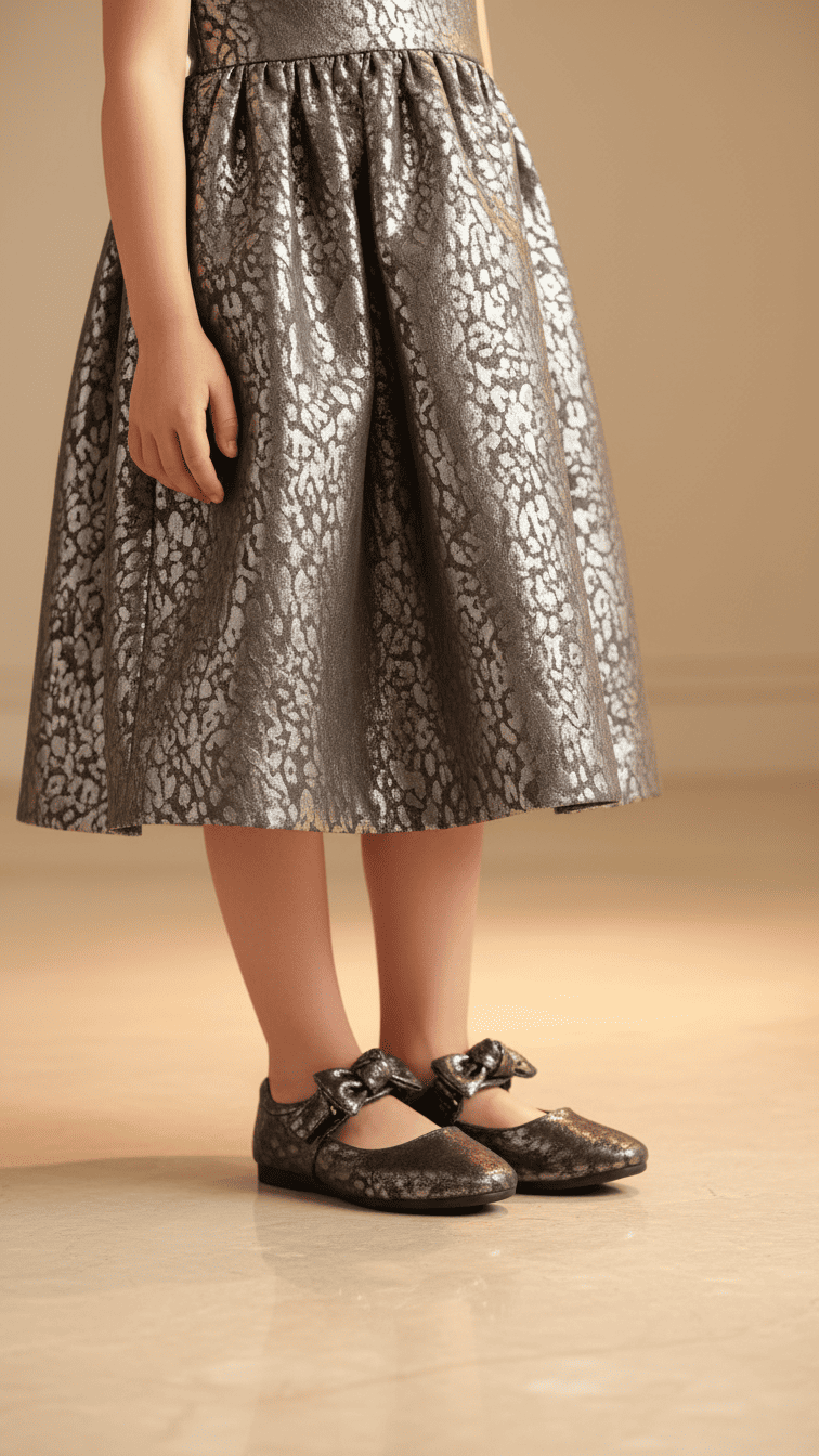 Girls Grey Formal Pumps KD2617