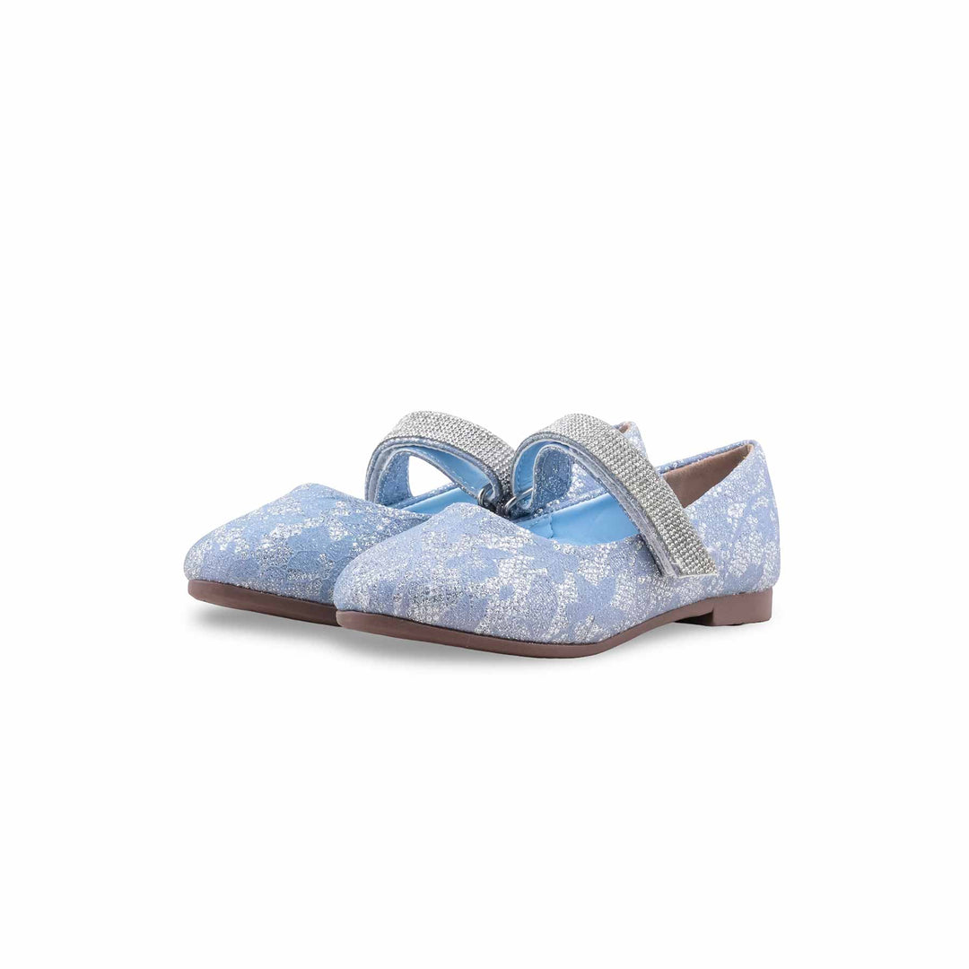 Girls Sky Blue Fancy Pumps KD2621
