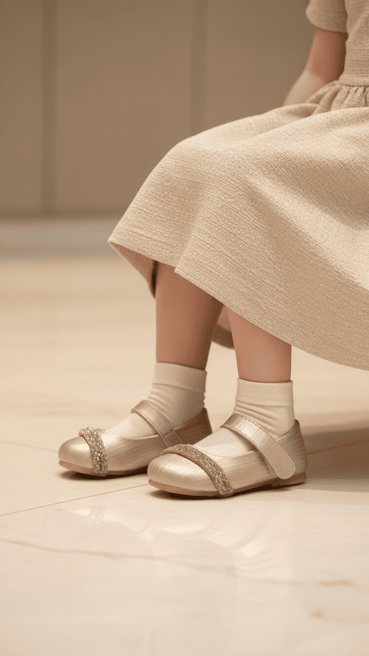 Girls Golden Fancy Pumps KD2634