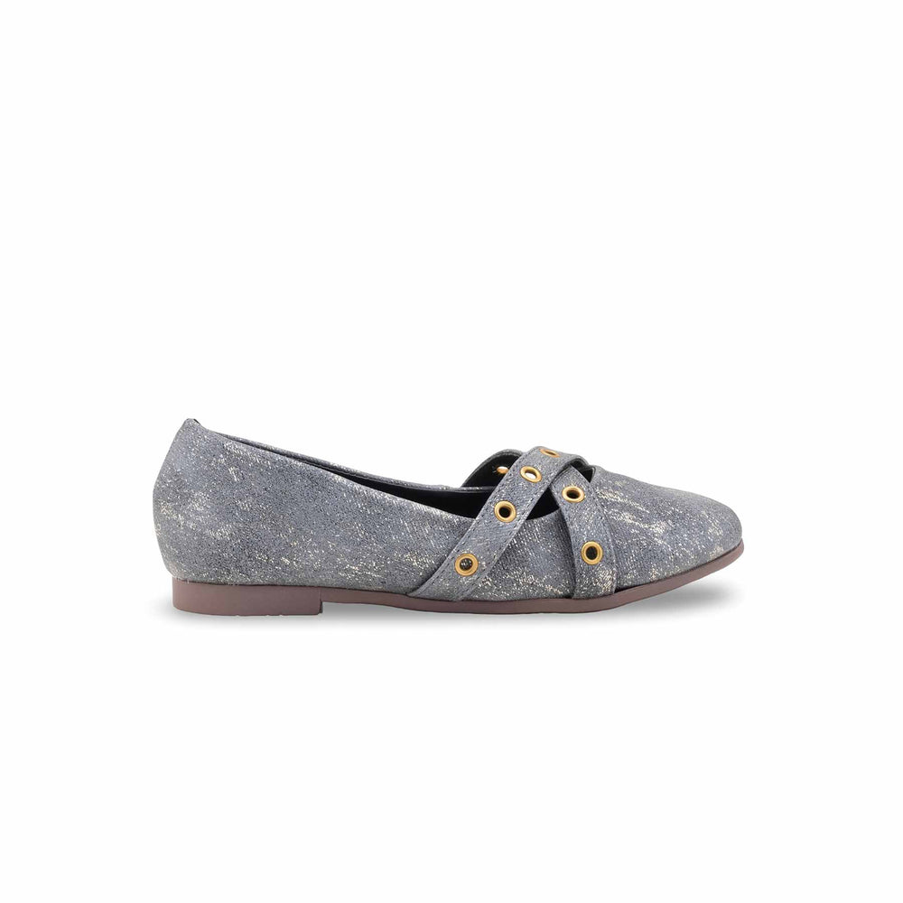 Girls Grey Formal Pumps KD2643