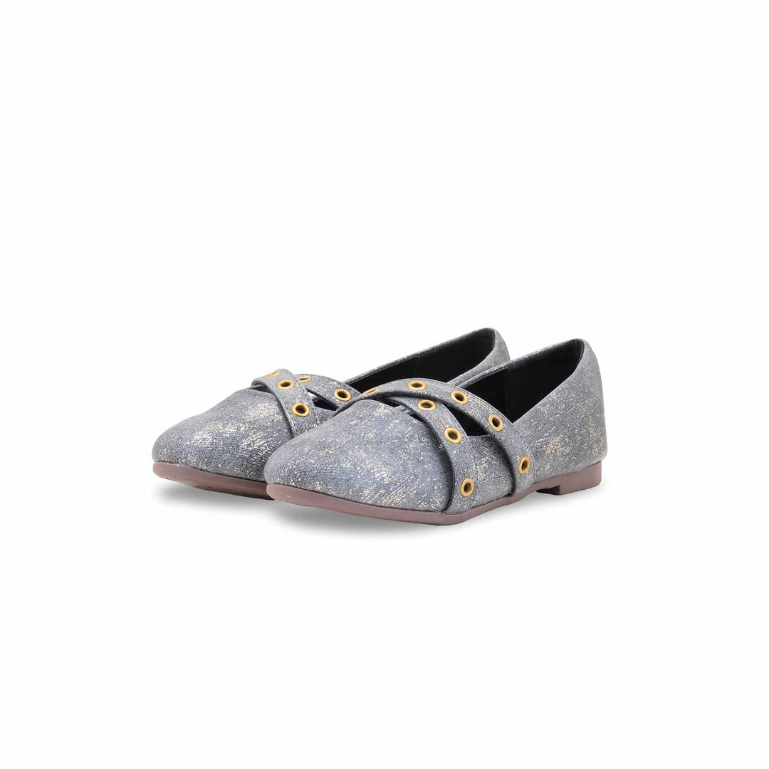 Girls Grey Formal Pumps KD2643