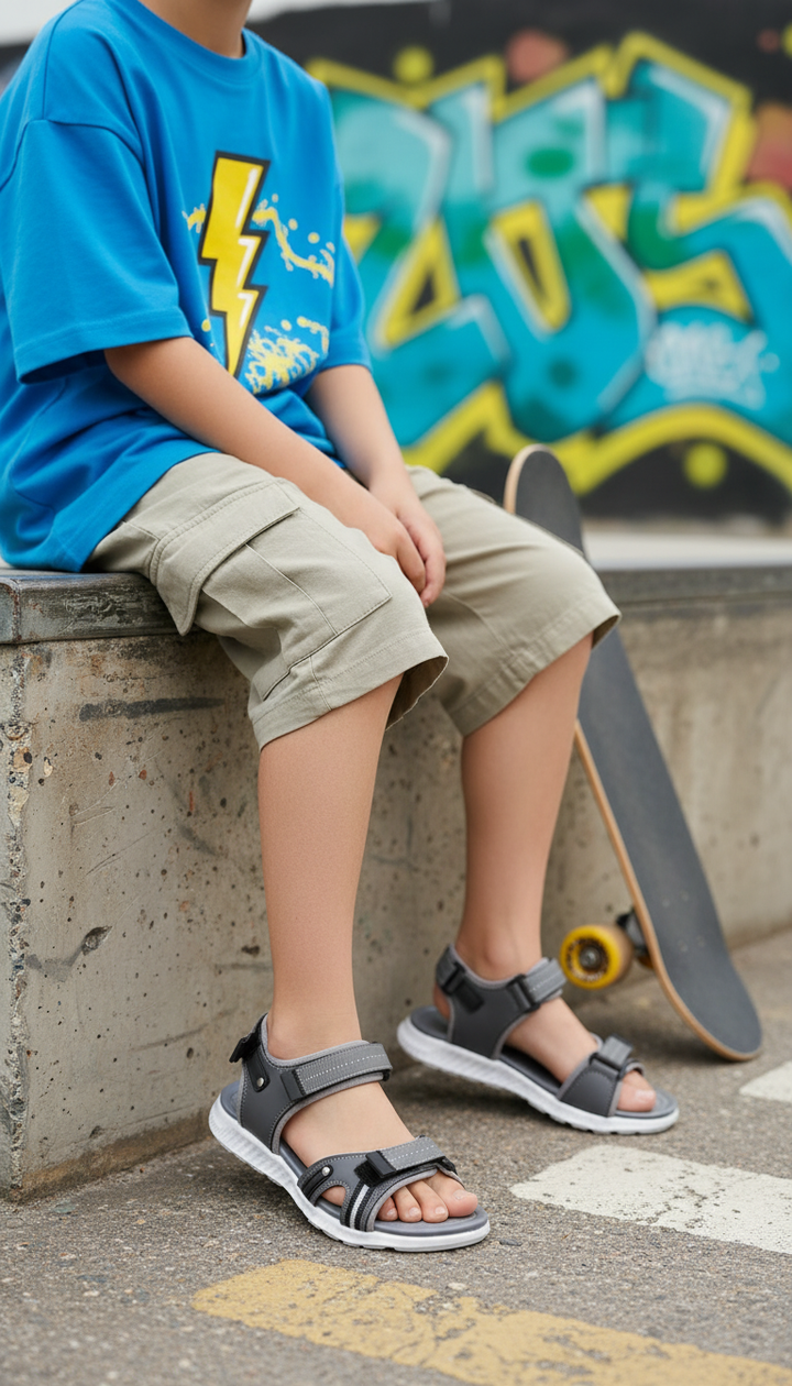 Boys Grey Casual Sandal KD2667