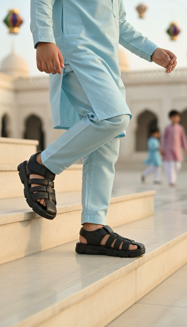 Boys Black Formal Sandal KD2676