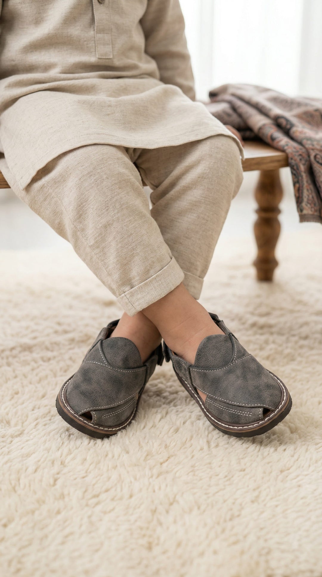 Boys Grey Peshawari Chappal KD2734