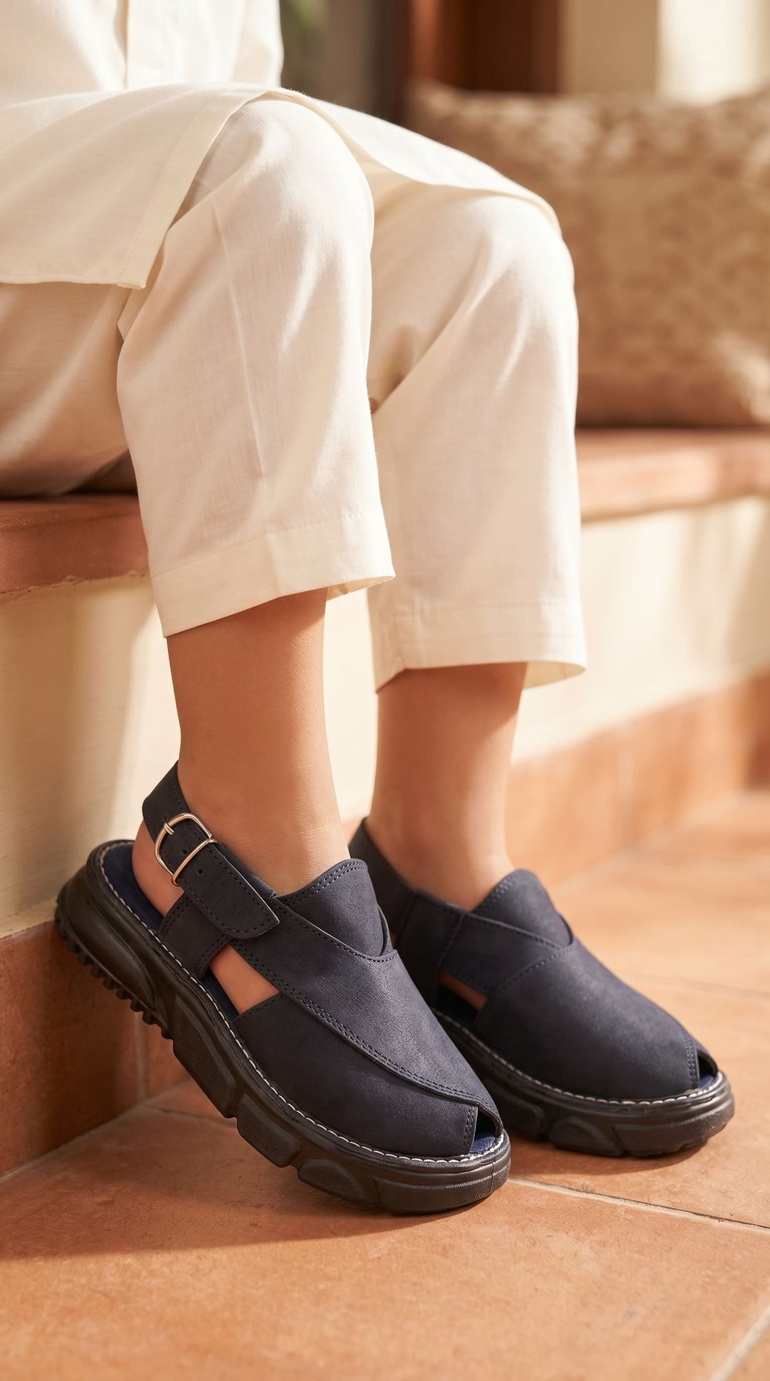 Boys Navy Peshawari Chappal KD2735