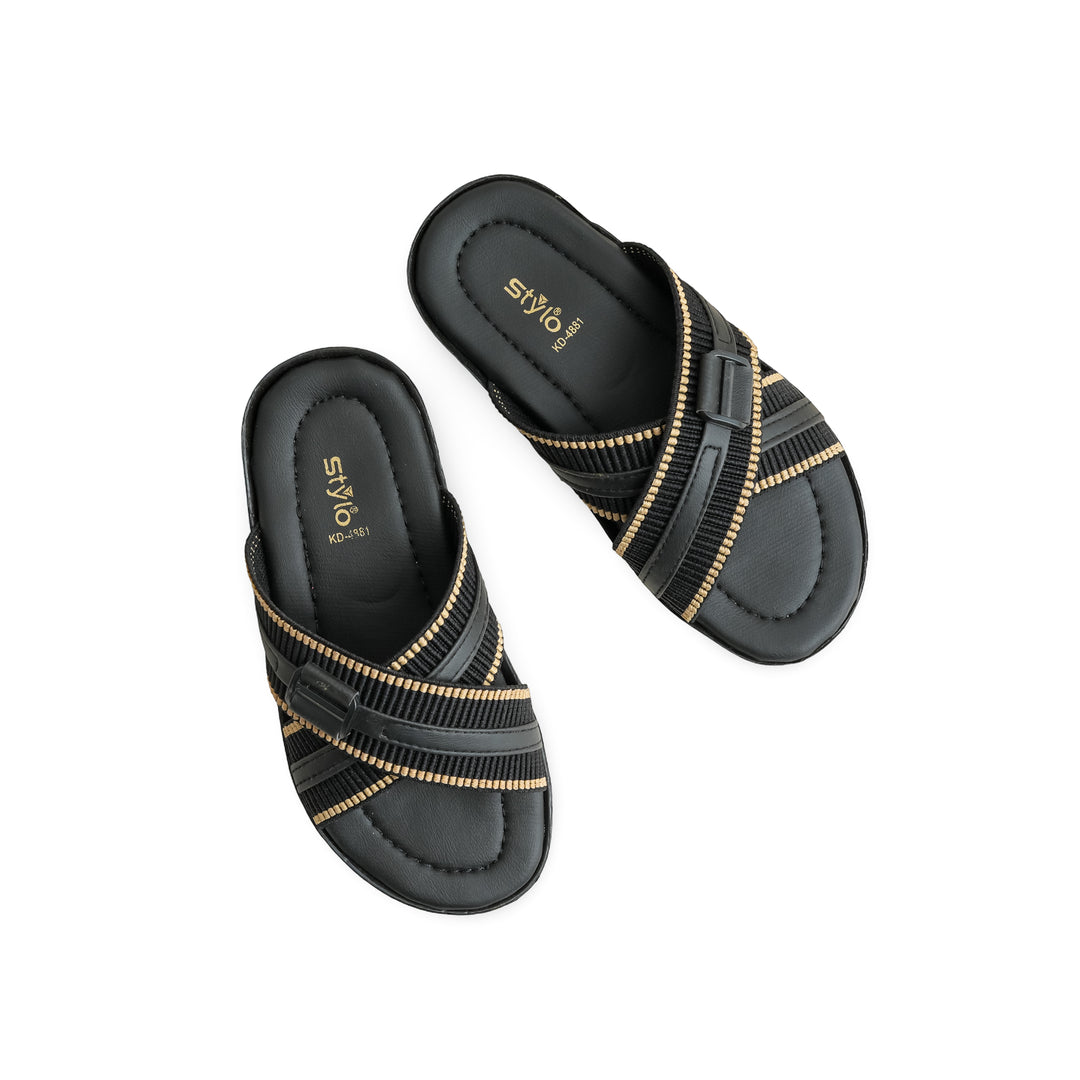 Boys Black Casual Slipper KD4881
