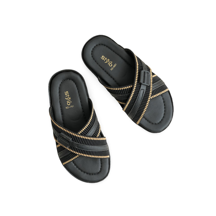 Boys Black Casual Slipper KD4881