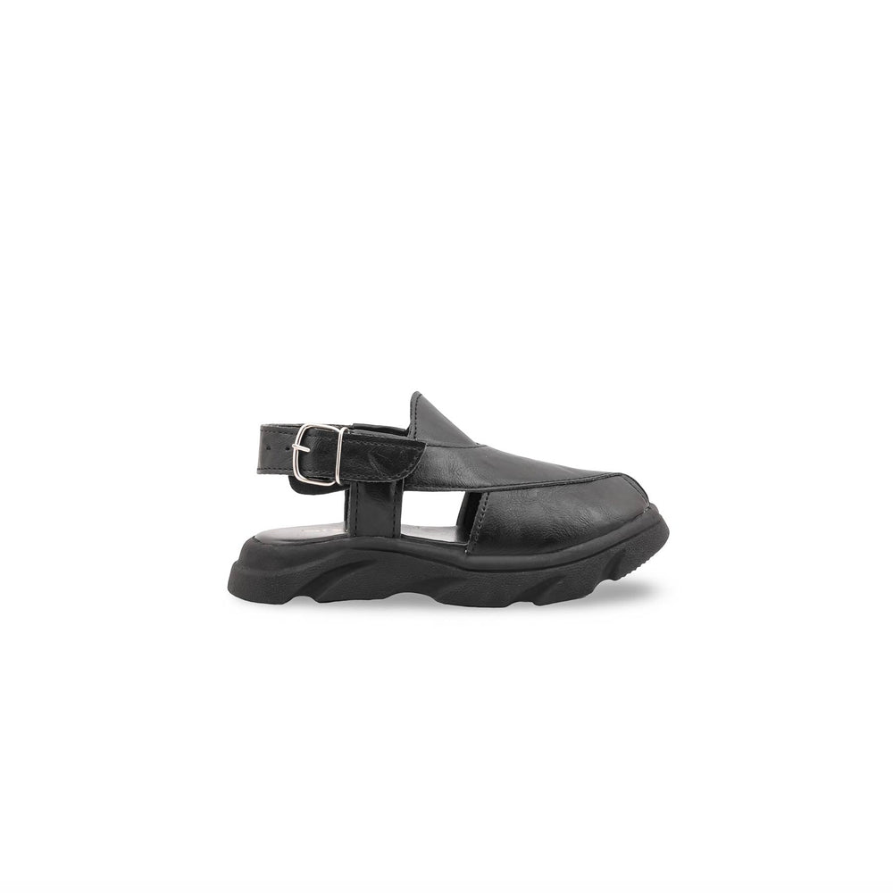 Boys Black Peshawari Chappal KD4958