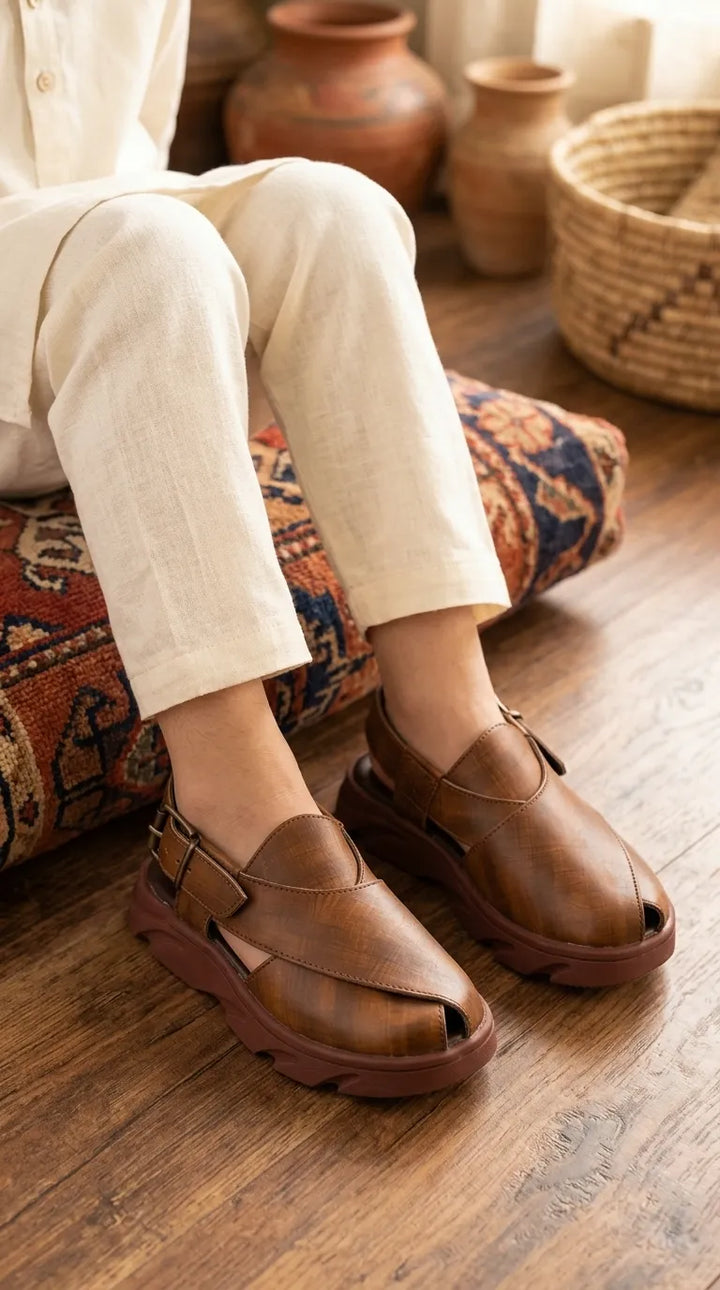 Boys Brown Peshawari Chappal KD4994