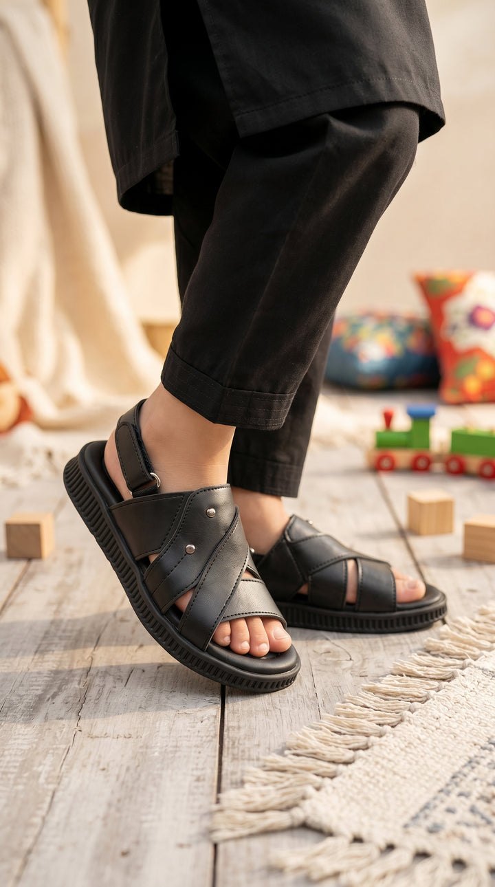 Boys Black Formal Sandal KD4996