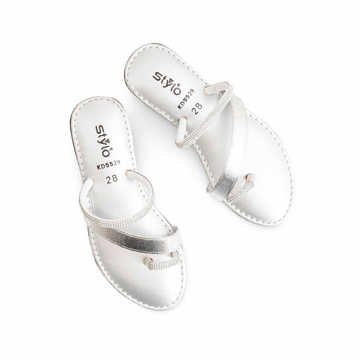 Girls Silver Casual Slipper KD5529