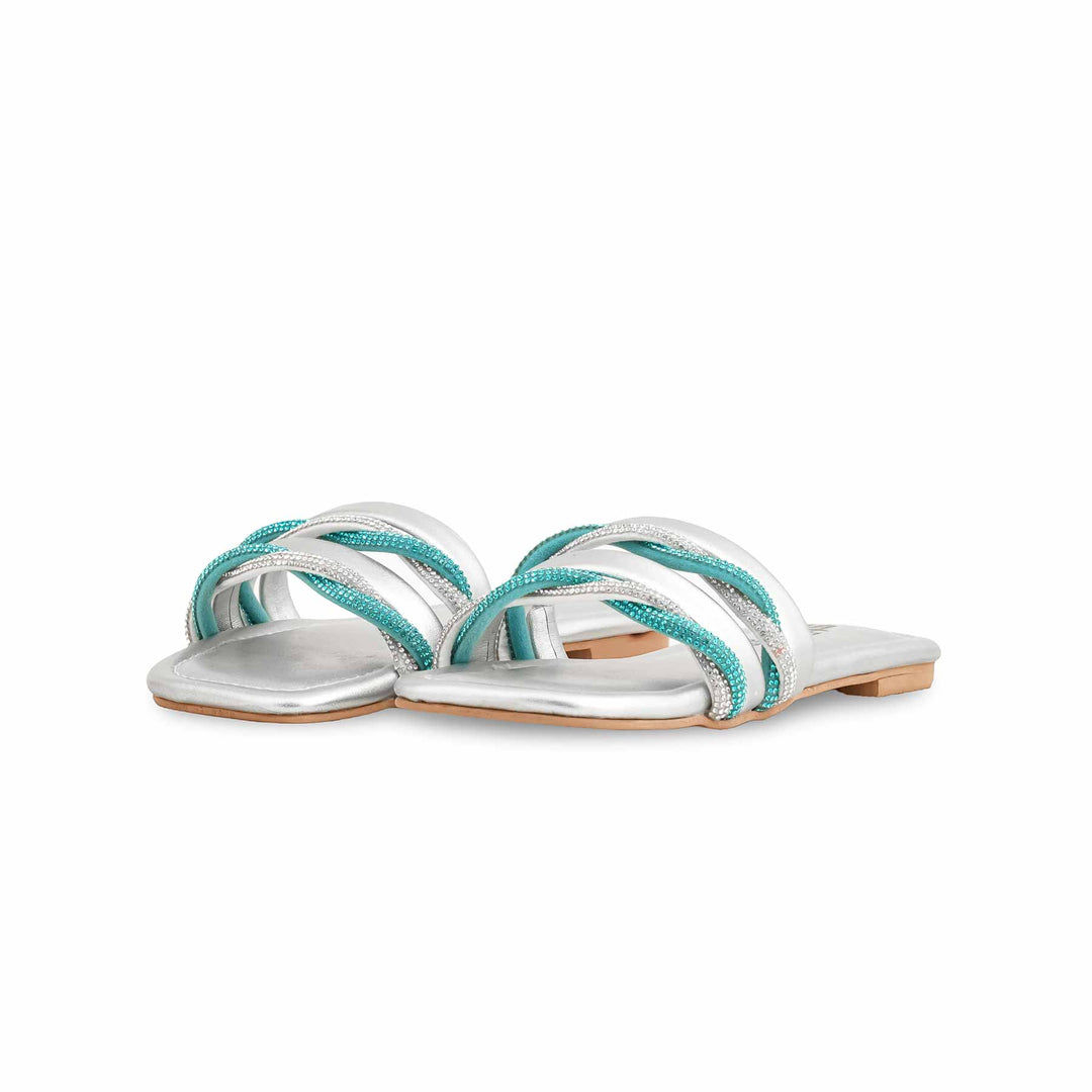 Girls Silver Fancy Slipper KD5539