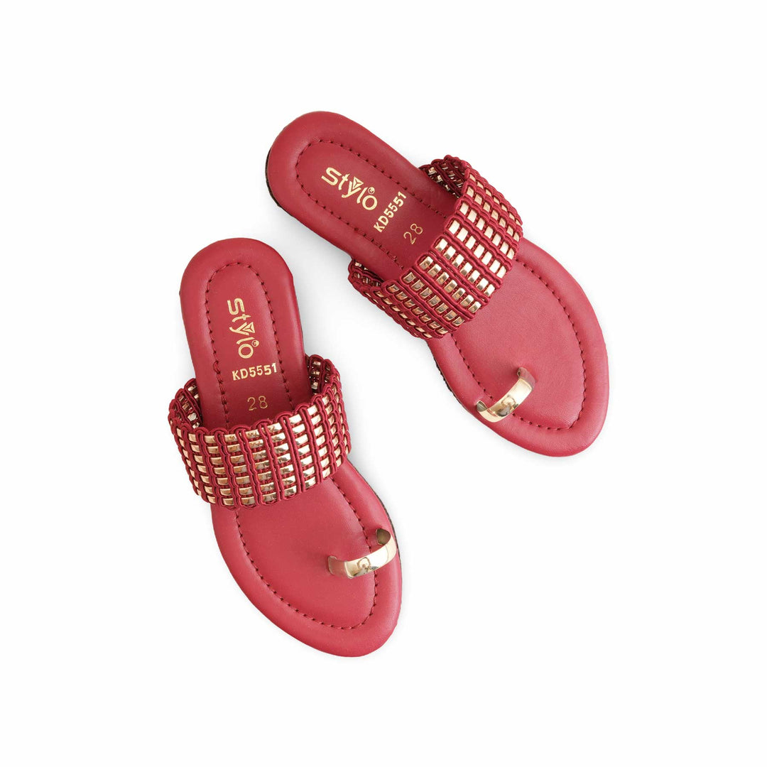 Girls Red Casual Slipper KD5551