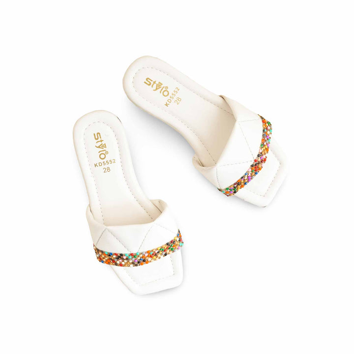 Girls White Casual Slipper KD5552