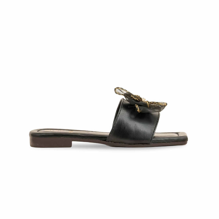 Girls Black Casual Slipper KD5557
