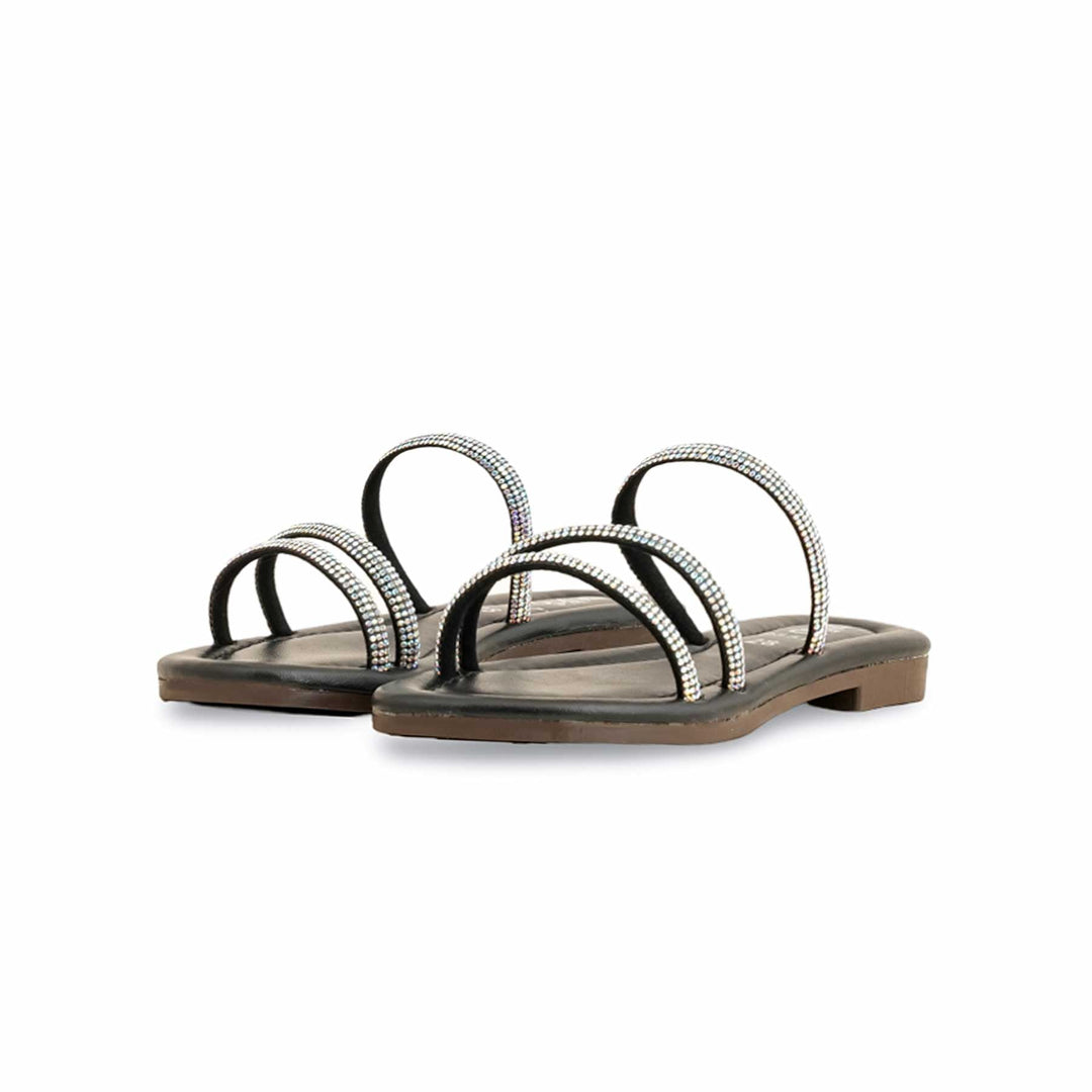 Girls Black Fancy Slipper KD5577