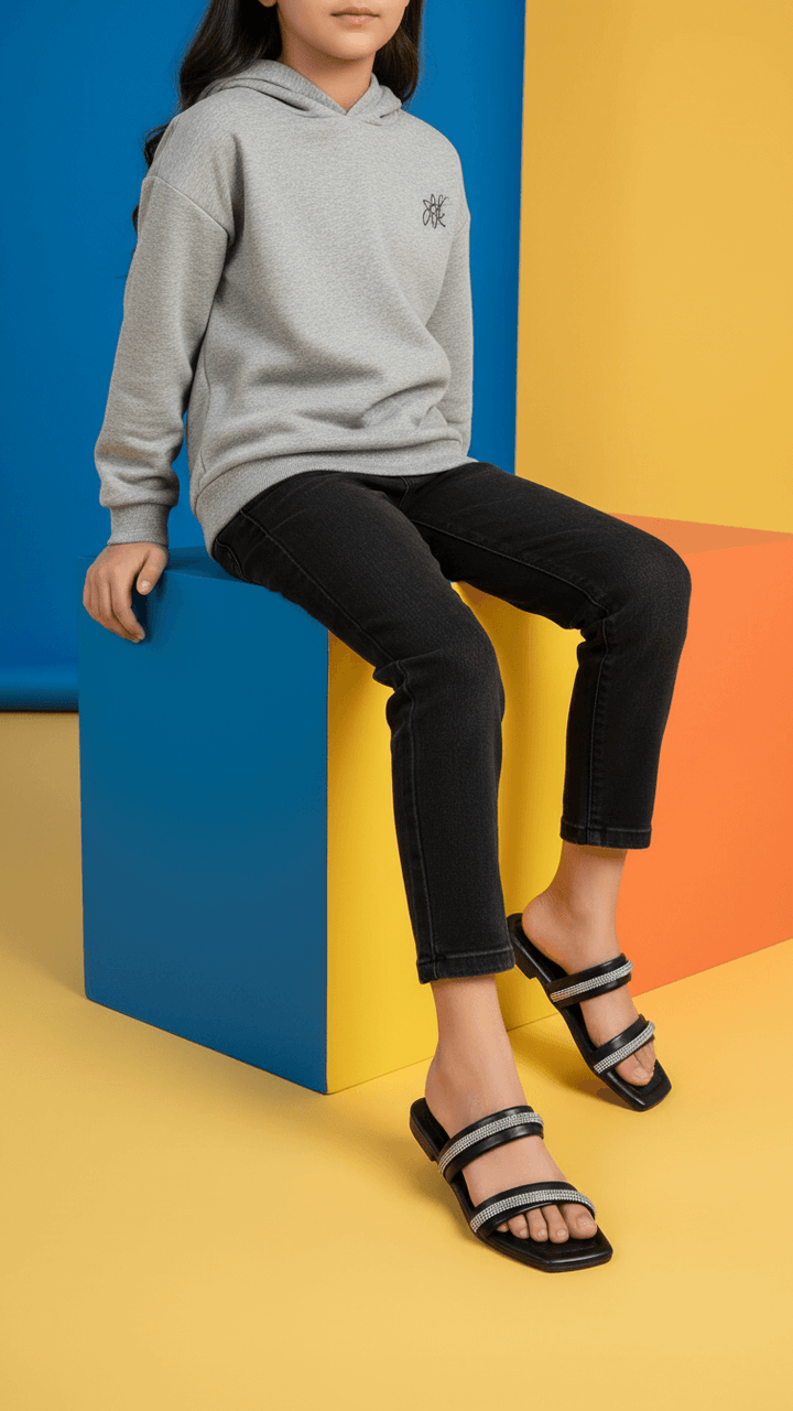 Girls Black Formal Slipper KD5627