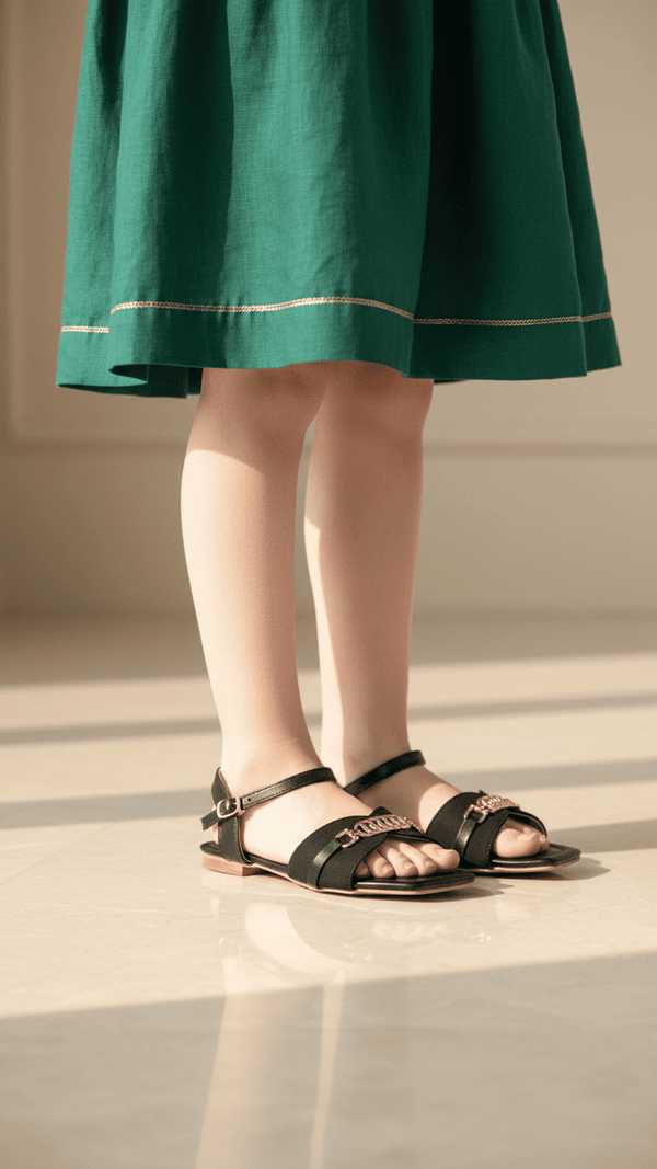 Girls Black Casual Sandal KD5630