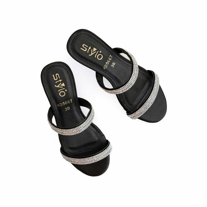 Girls Black Fancy Slipper KD5667