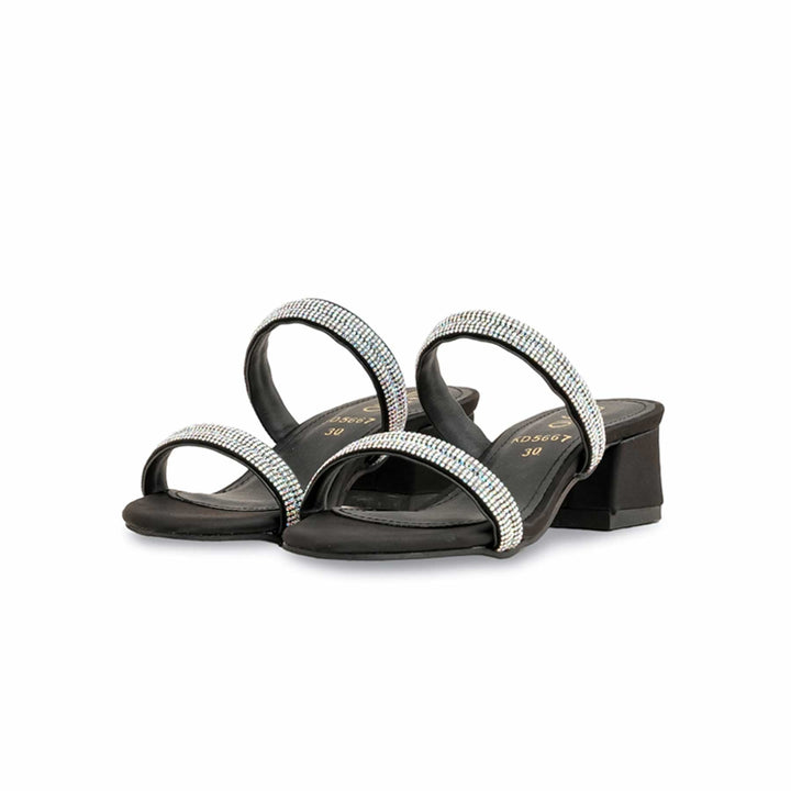 Girls Black Fancy Slipper KD5667