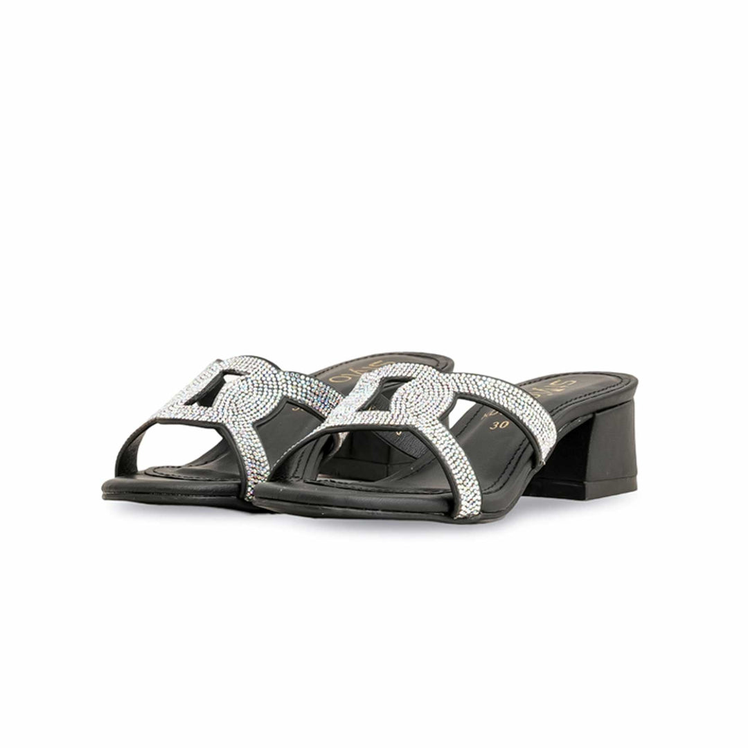 Girls Black Fancy Slipper KD5668