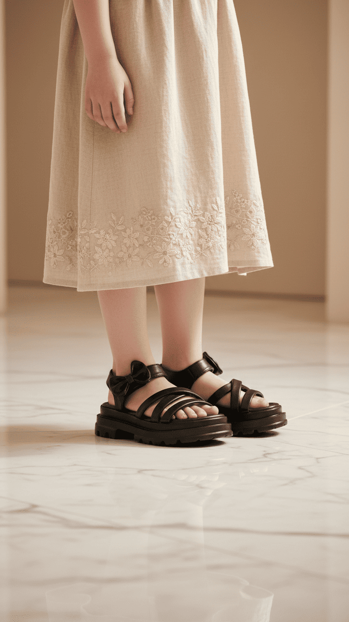 Girls Black Formal Sandal KD5696