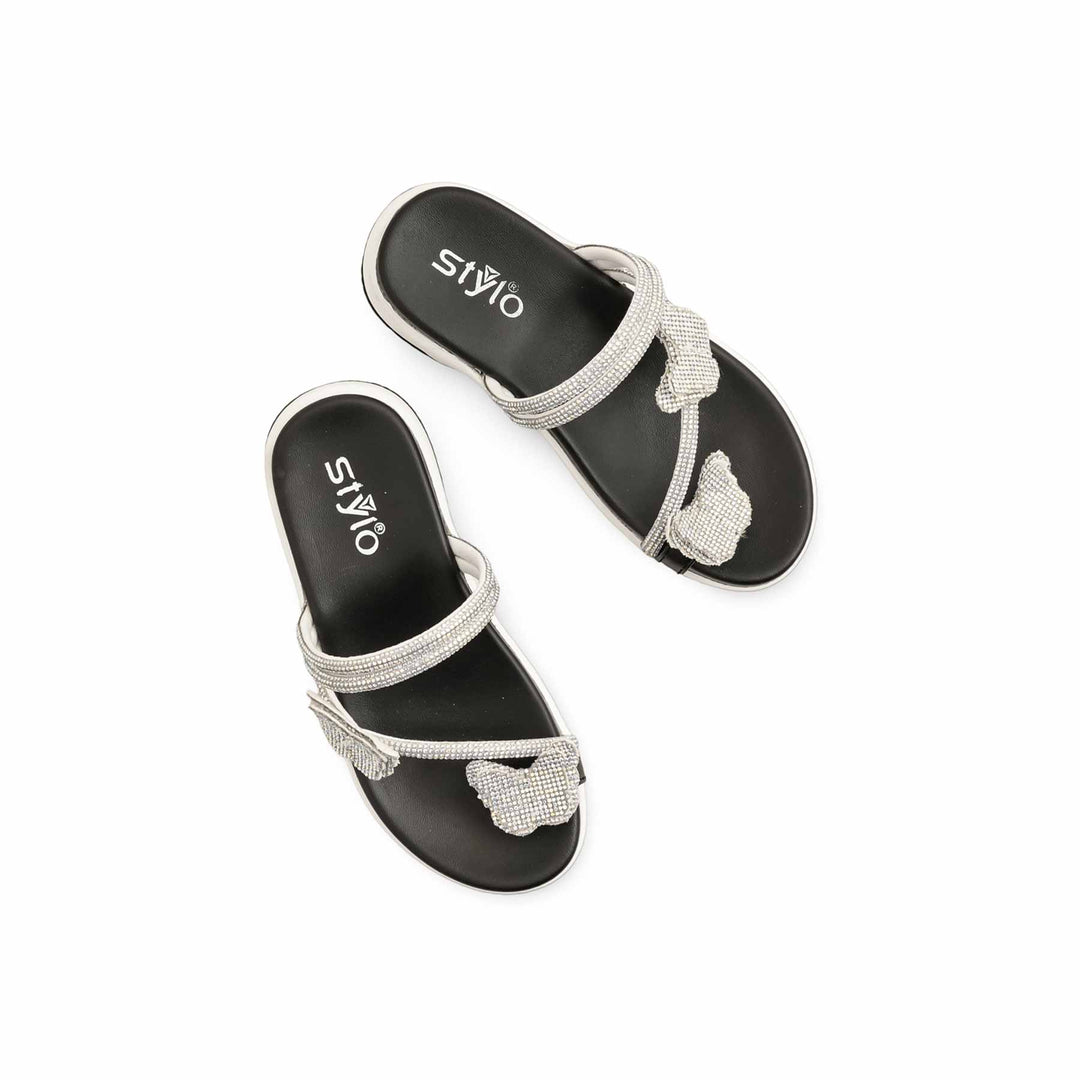 Girls Silver Fancy Slipper KD5717