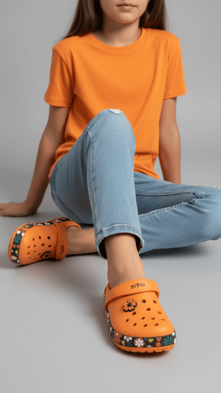 Girls Orange Casual Flip Flop KD5737