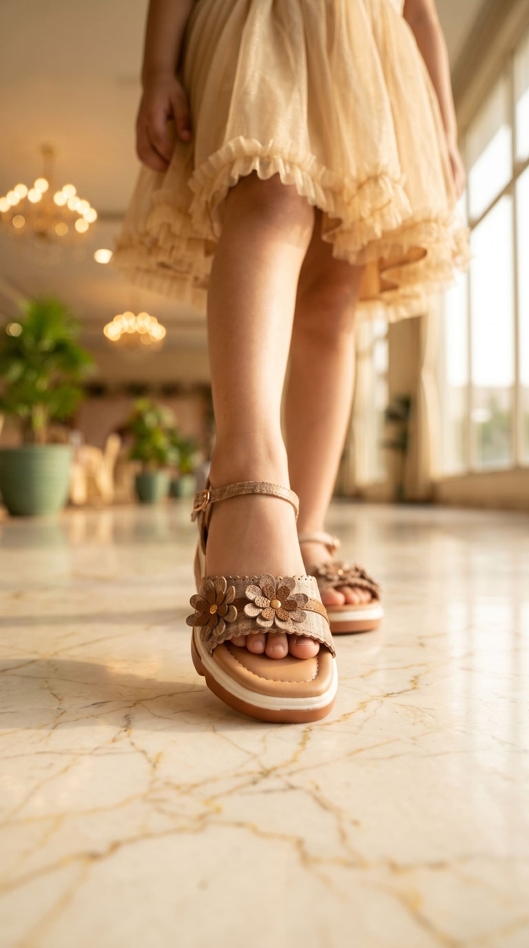 Girls Beige Formal Sandal KD5749