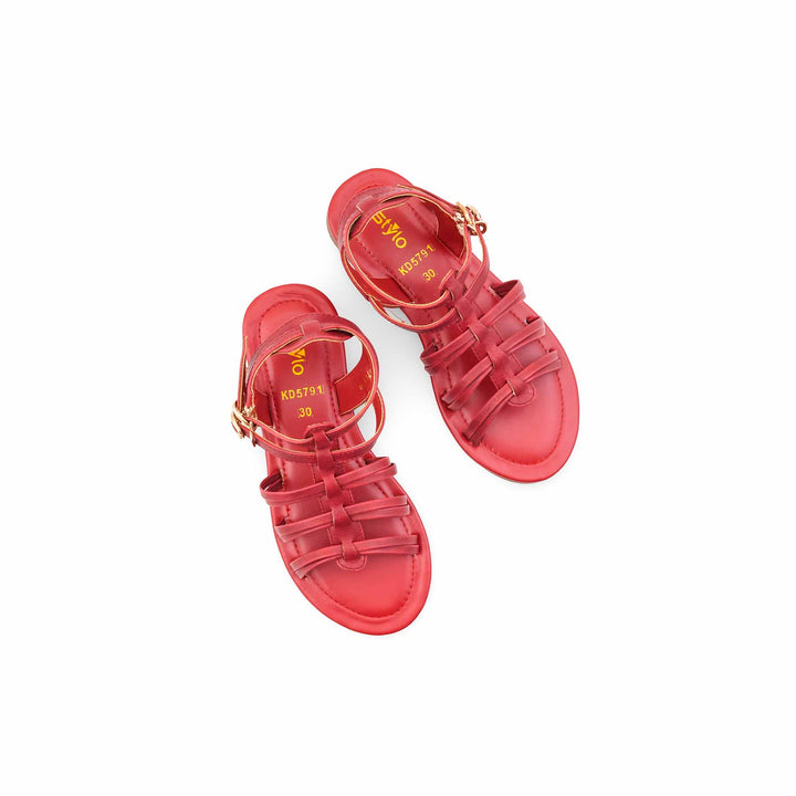 Girls Maroon Casual Sandal KD5791