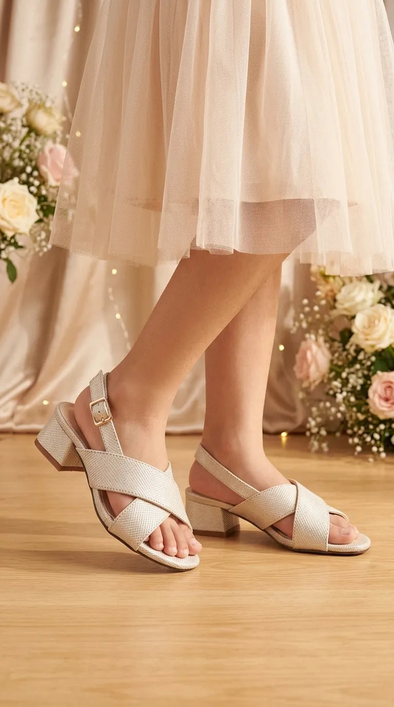Girls Golden Formal Sandal KD5805