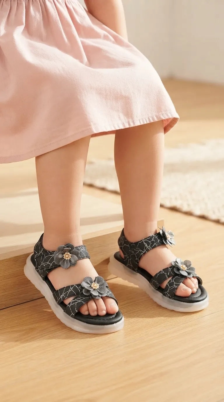 Girls Black Casual Sandal KD5832