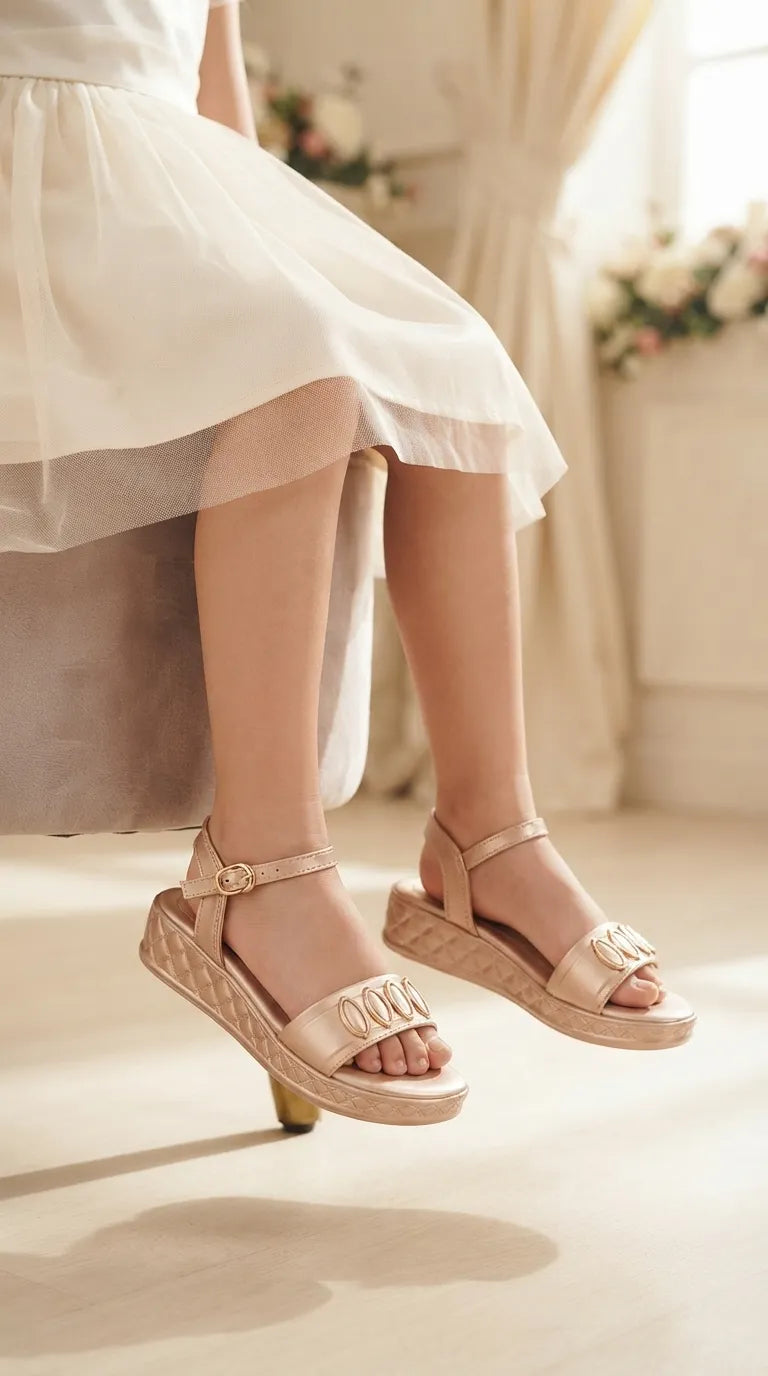 Girls Golden Formal Sandal KD5839