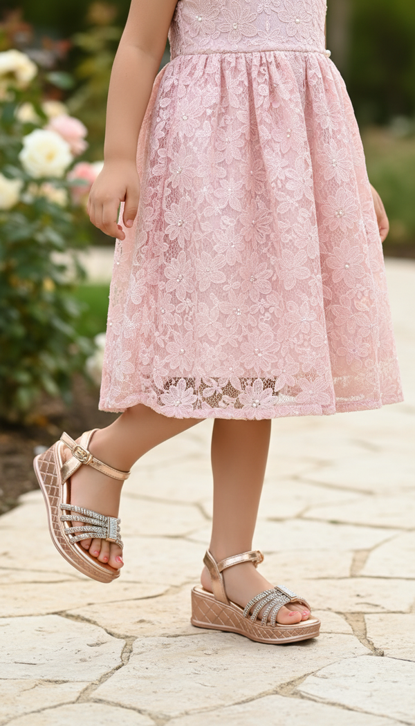 Girls Peach Fancy Sandal KD5840