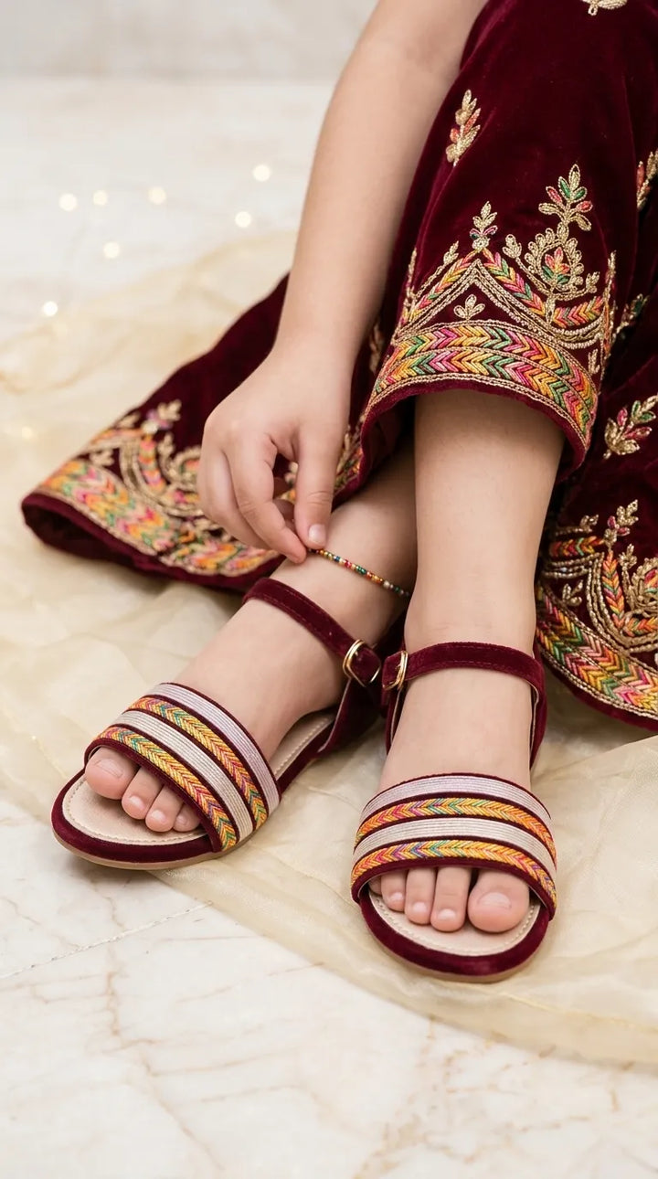 Girls Maroon Formal Sandal KD5883