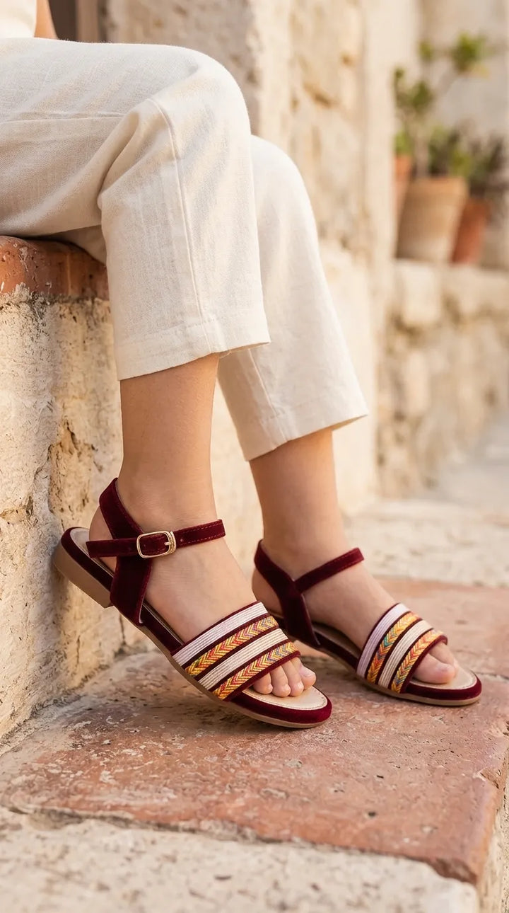 Girls Maroon Formal Sandal KD5883