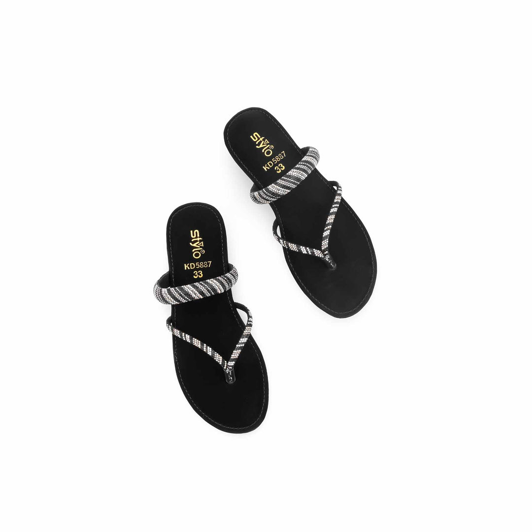 Girls Black Fancy Slipper KD5887