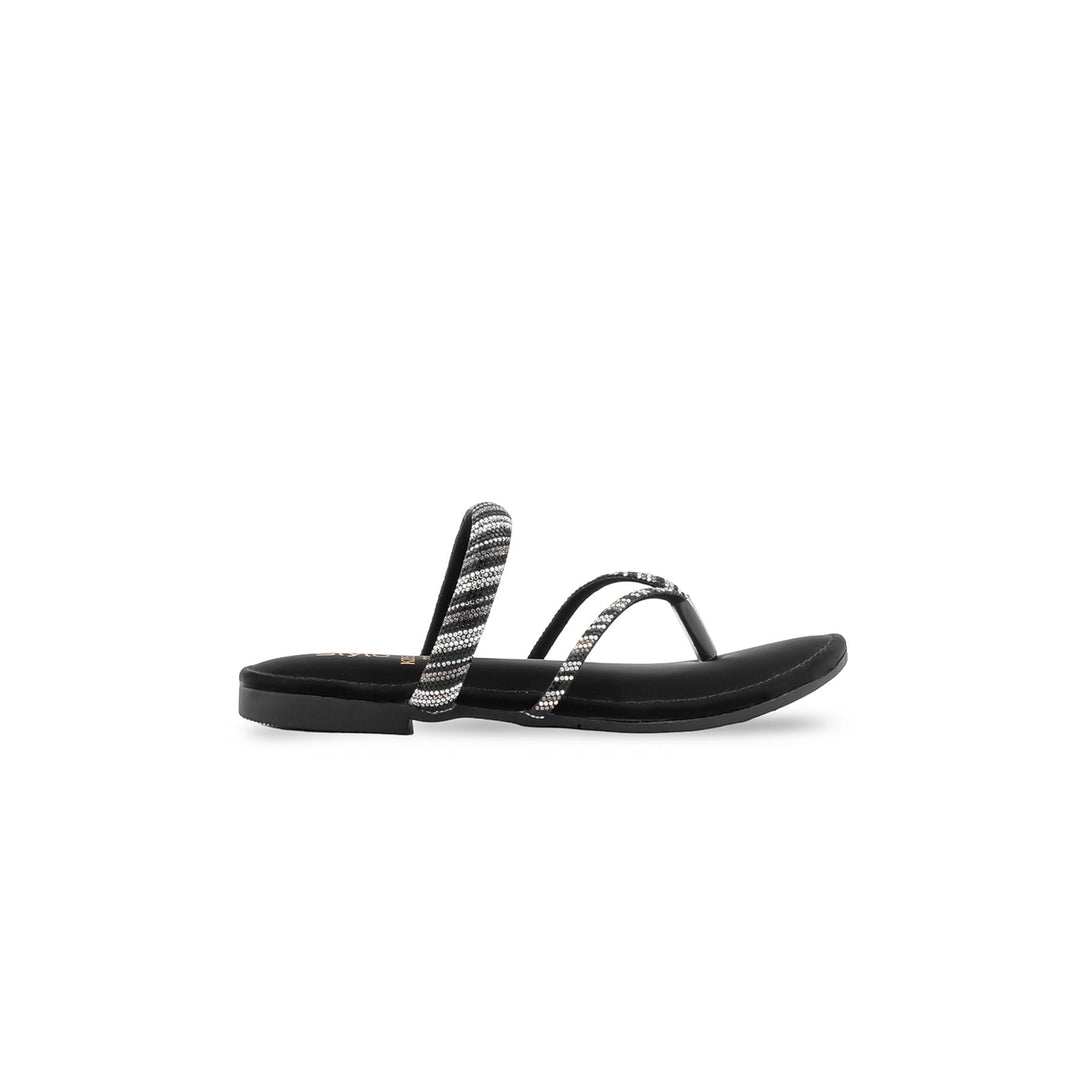 Girls Black Fancy Slipper KD5887