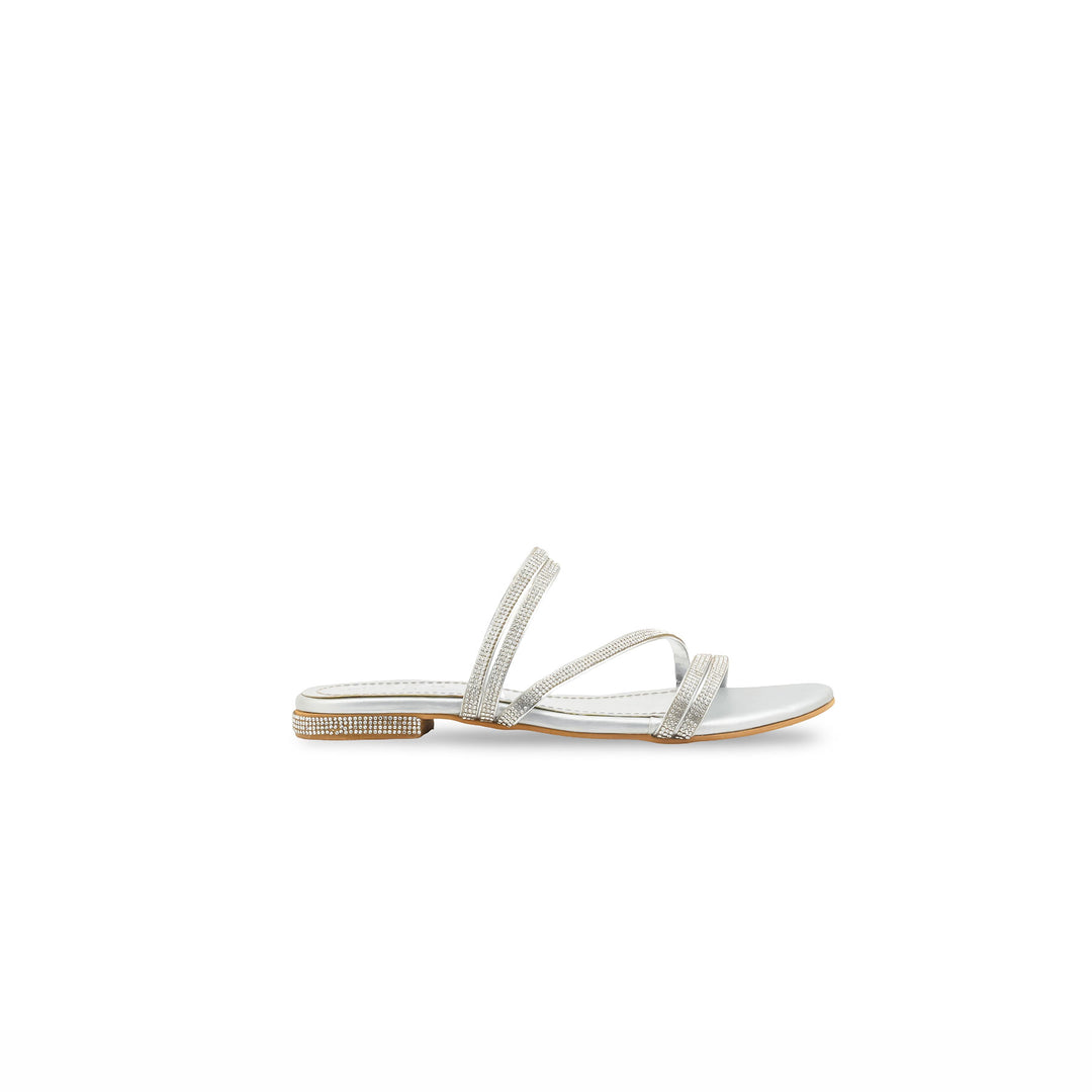 Girls Silver Fancy Slipper KD5894