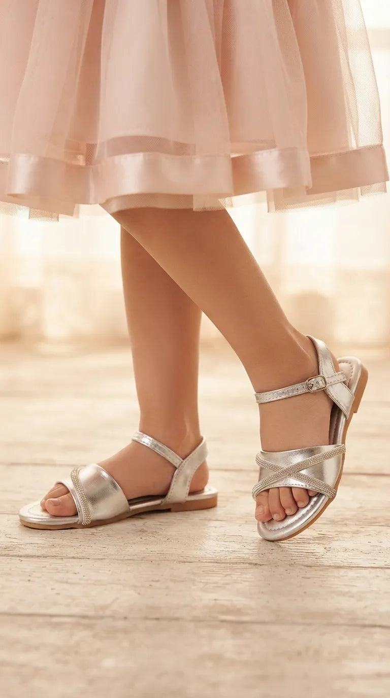 Girls Silver Formal Sandal KD5899