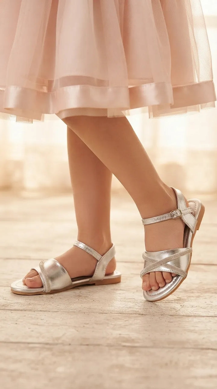 Girls Silver Formal Sandal KD5899