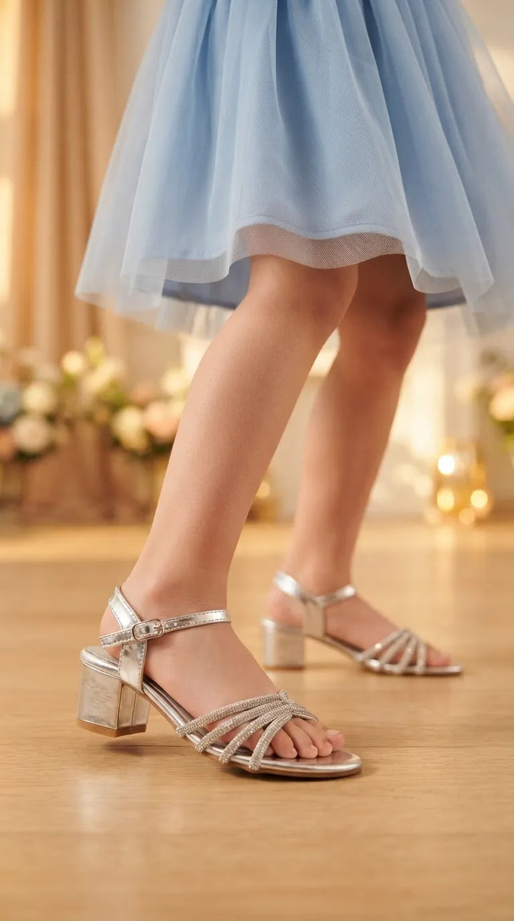 Girls Silver Fancy Sandal KD5903