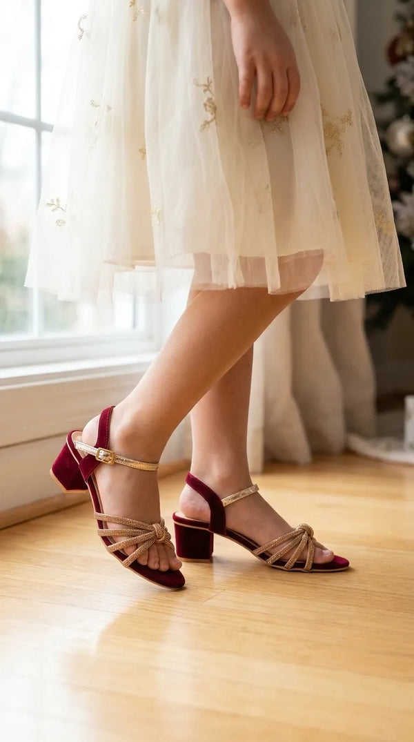 Girls Maroon Fancy Sandal KD5904