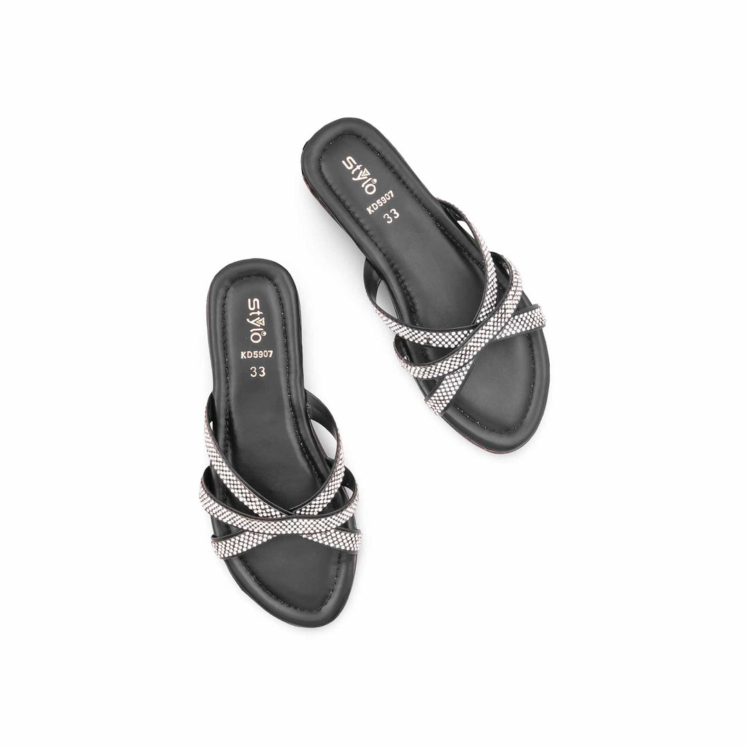 Girls Black Fancy Slipper KD5907