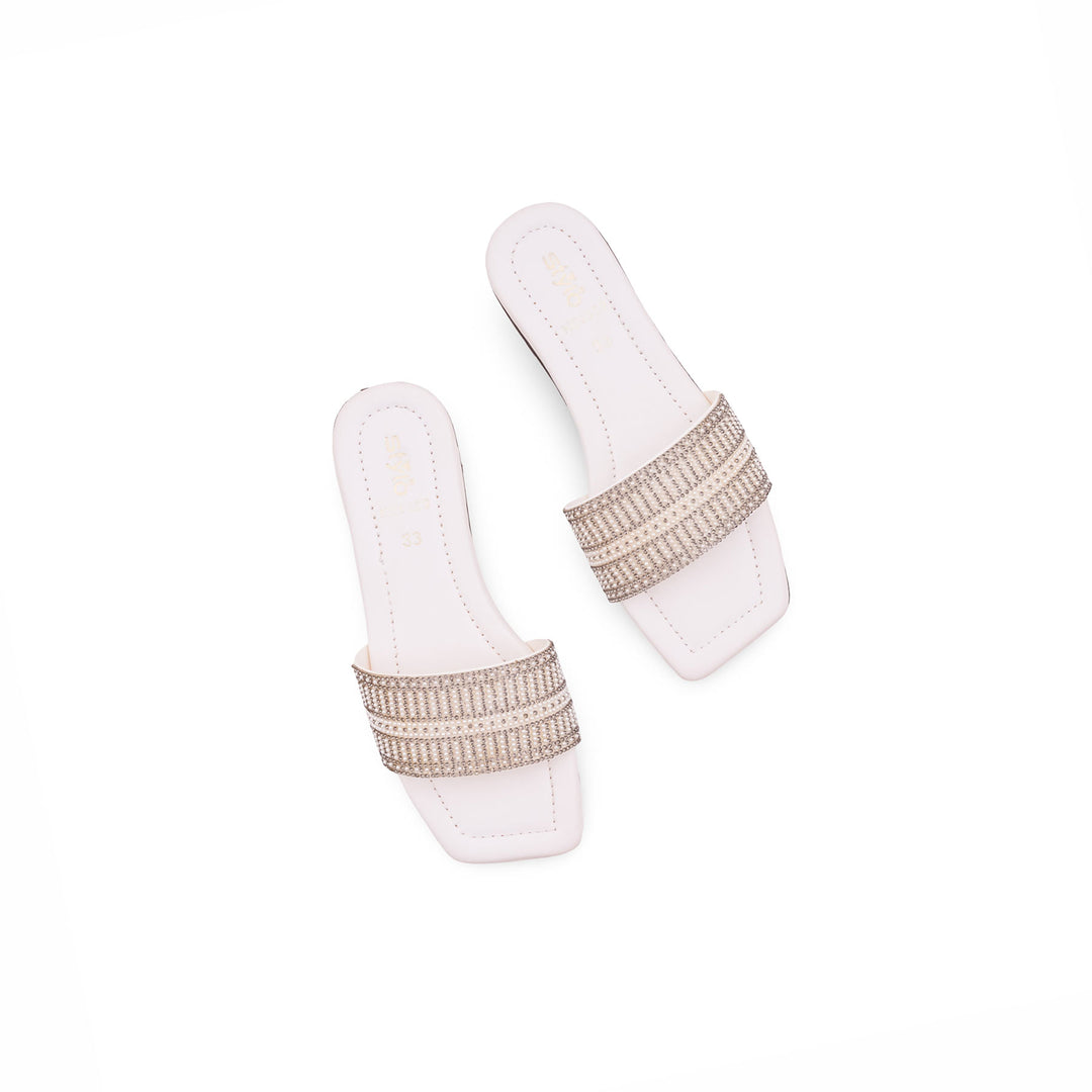 Girls White Fancy Slipper KD5909