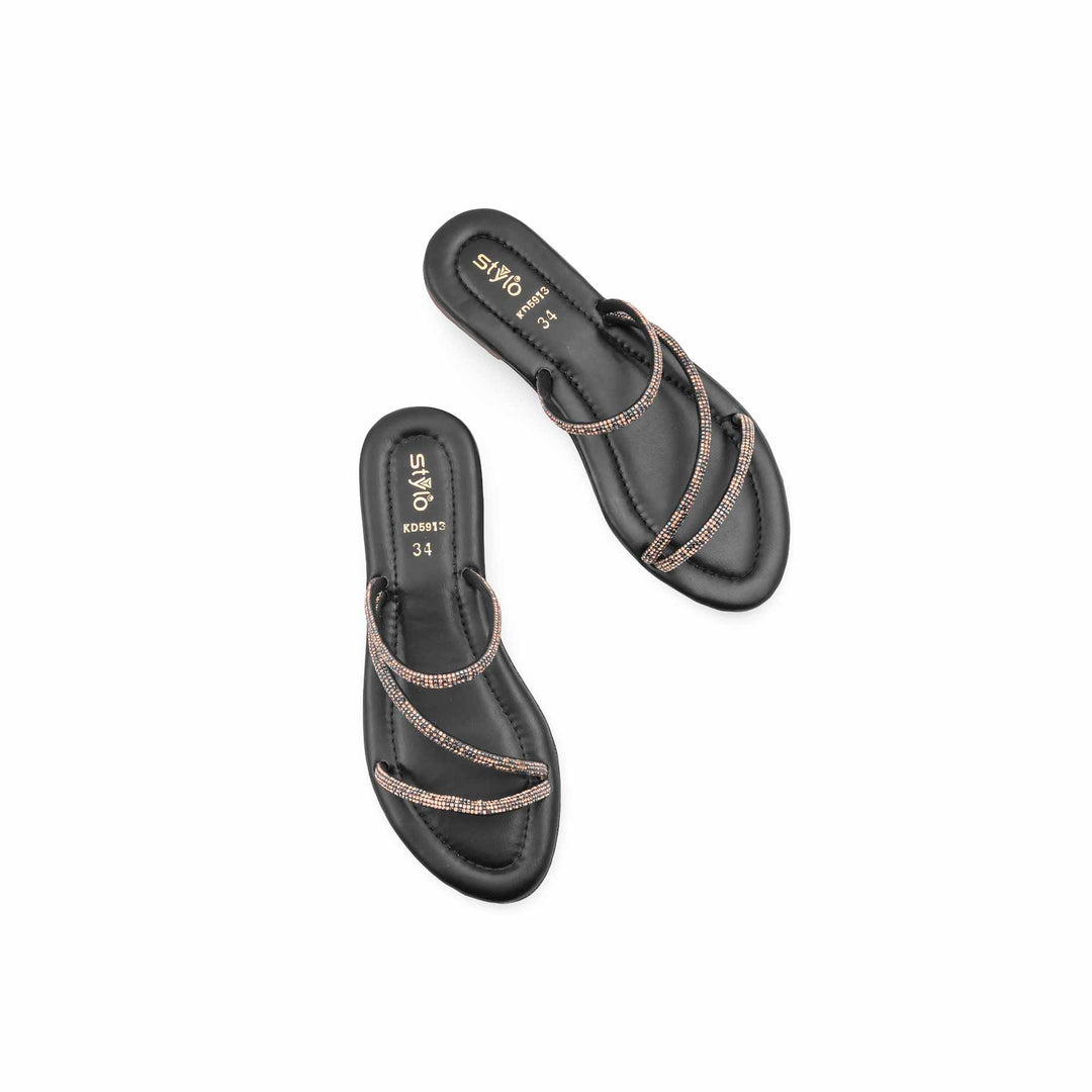 Girls Black Fancy Slipper KD5913