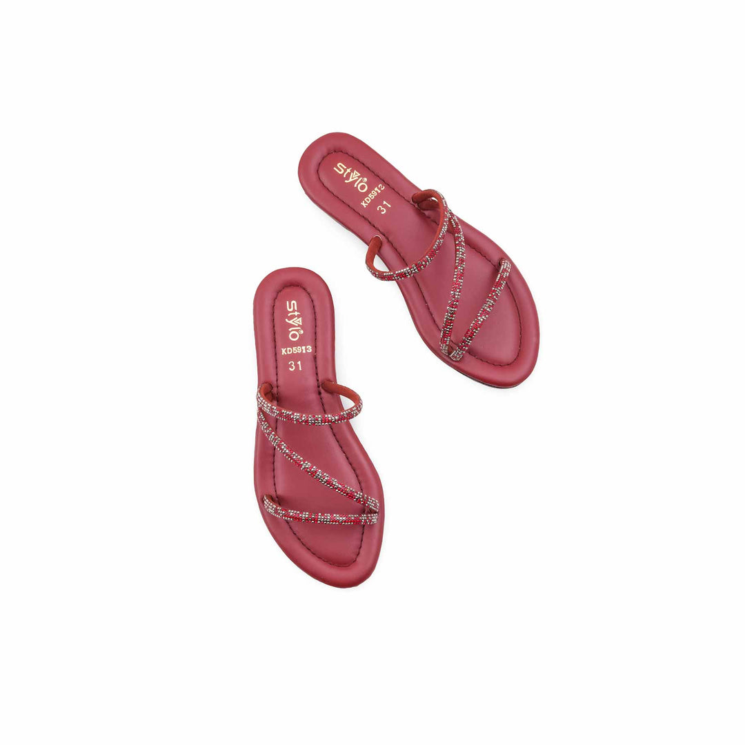 Girls Maroon Fancy Slipper KD5913