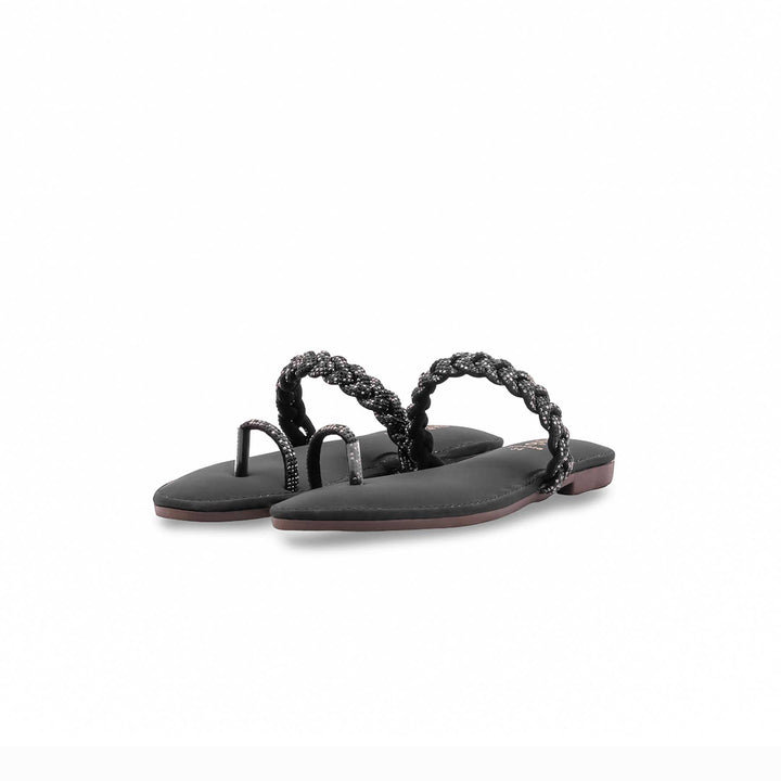 Girls Black Fancy Slipper KD5920